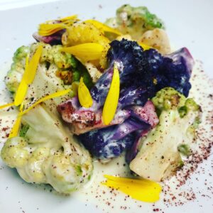 Roasted cauliflower, lakeside farmstead cheddar cream sauce, sumac