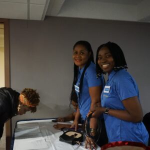 Volunteers at the registration desk