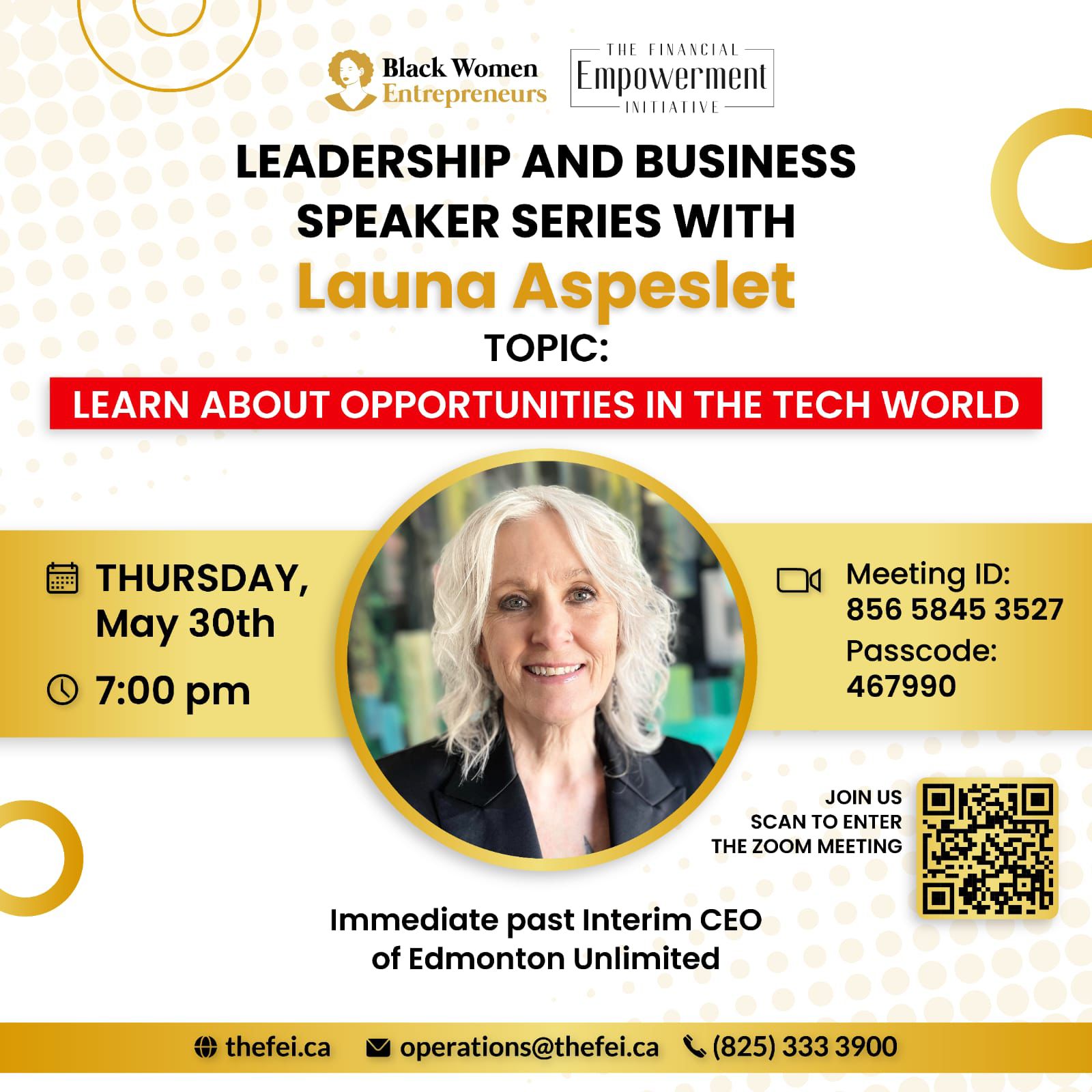 Join Us for the Leadership and Business Speaker Series with Launa Aspeslet