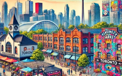 A vibrant scene of Toronto featuring local spots