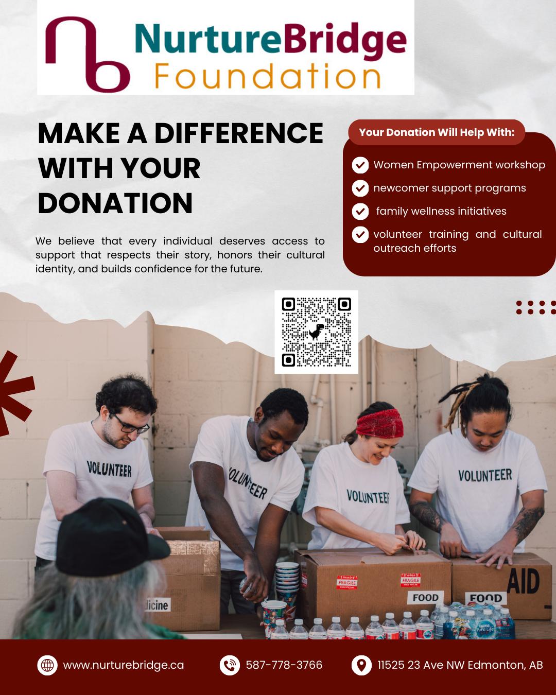 NurtureBridge Foundation is a grassroots nonprofit based in Edmonton that aims to uplift women, support newcomers, and strengthen families through inclusive, culturally sensitive, trauma-informed programs.